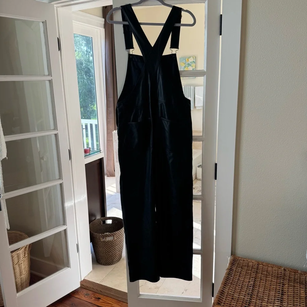 Women’s We The Free Black vegan leather Overalls size S - Picture 3 of 5